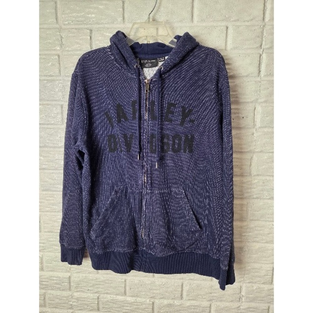 Harley Davidson zip up hoodie Women's size Large Blue Stretch